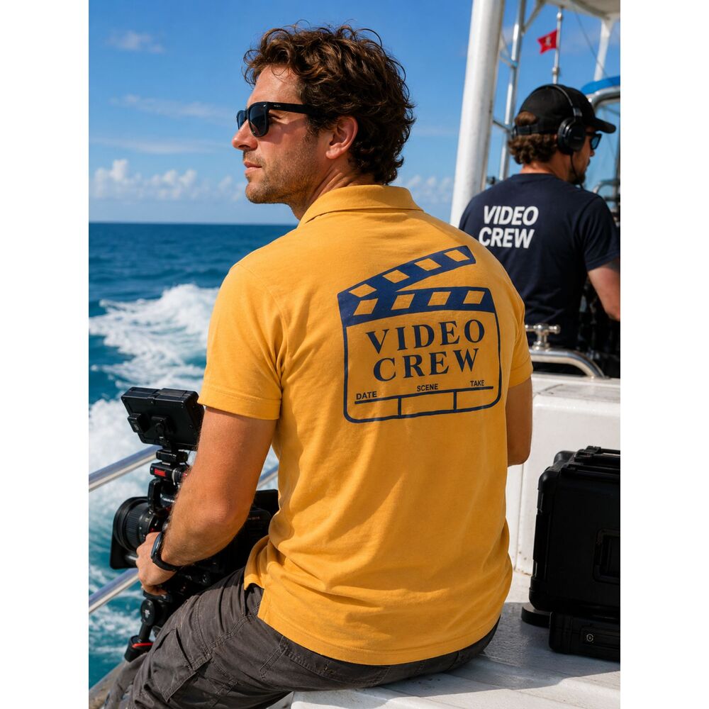 Vintage Rare Carnival Cruise Line Video Crew Employee T-Shirt Large Yellow Polo